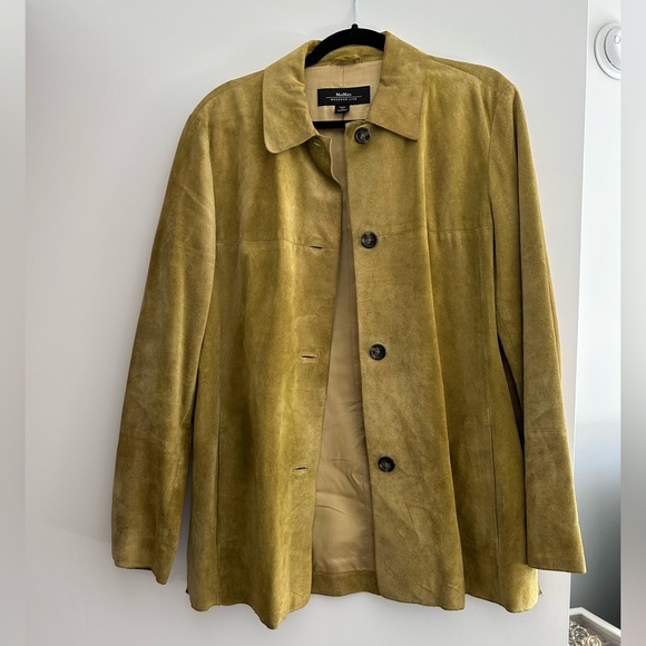 MaxMara Weekend 100% Genuine Suede Leather Green Chartreuse Jacket - Picture 1 of 10